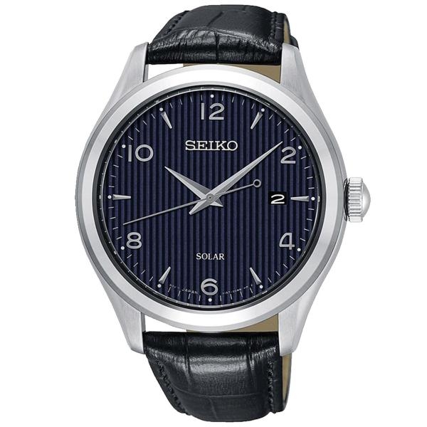 Seiko Elegáns bőrszíjas solar férfi karóra SNE491P1