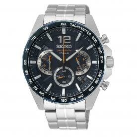 Seiko Ezüst fémszíjas kvarc chronograph férfi óra SSB345P1