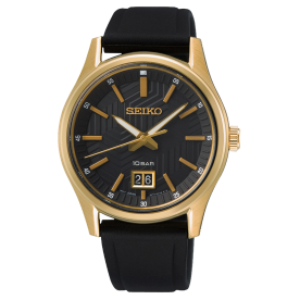 Seiko Fekete számlapos szilikonszíjas quartz férfi karóra SUR560P1