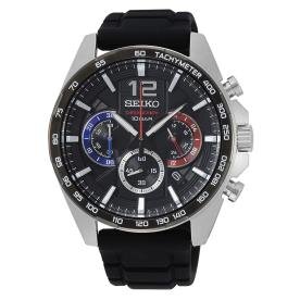 Seiko Fekete szilikonszíjas chronograph férfi karóra SSB347P1