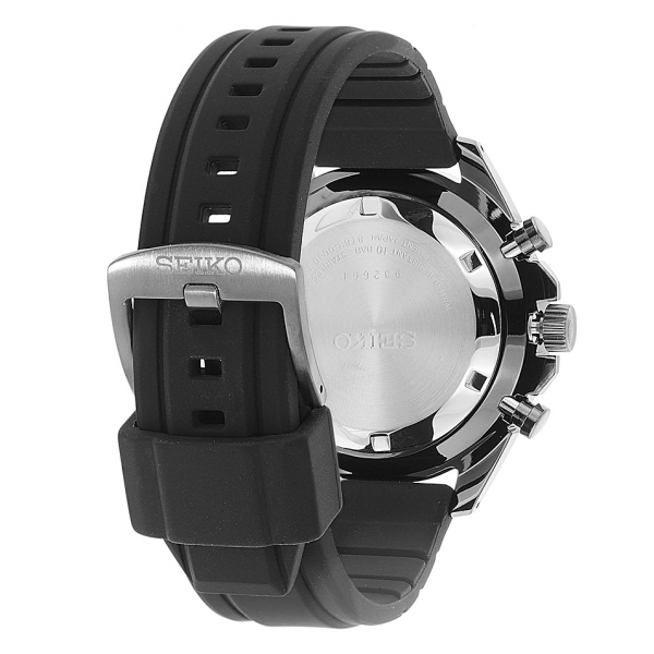 Seiko Fekete szilikonszíjas kvarc chronograph férfi óra SSB349P1