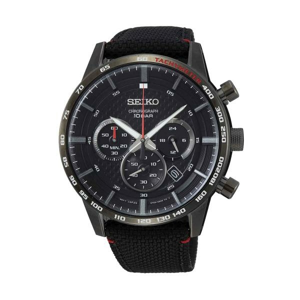 Seiko Fekete szövet szíjas kronográf sport férfi óra SSB359P1