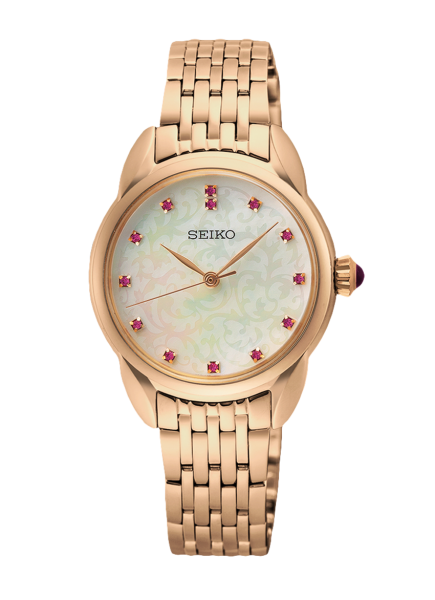 Seiko Fémszíjas rózsaarany gyöngyház számlapos női kvarc óra SUR564P1