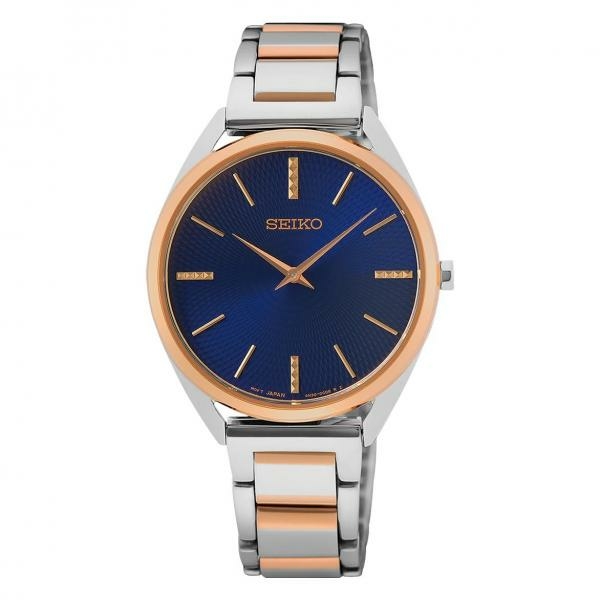 Seiko Kék számlapos bicolor fémcsatos női óra SWR060P1
