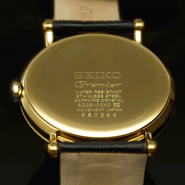Seiko Klasszikus bőrszíjas arany színű kvarc férfi karóra SRK036P1