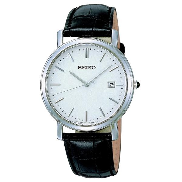 Seiko Klasszikus fekete bőrszíjas világos kvarc férfi karóra SKK645P1