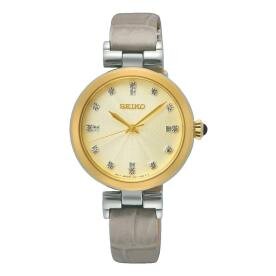 Seiko Kvarc arany színű bőrszíjas női óra gyémántokkal SRZ546P1