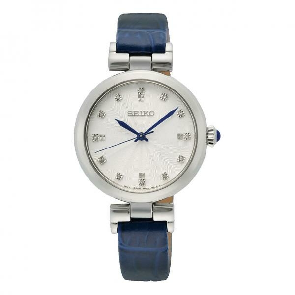 Seiko Kvarc bőrszíjas női óra gyémántokkal SRZ545P1