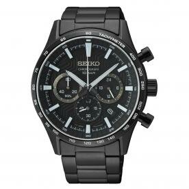 Seiko Neo Sports Chronograph fémszíjas fekete számlapos férfi fekete karóra SSB415P1