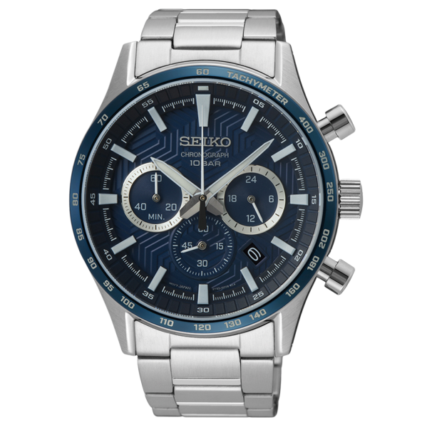 Seiko Neo Sports Chronograph fémszíjas kék számlapos férfi karóra SSB445P1