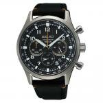 Seiko Neo Sports fekete számlapos textil hibrid szíjas chronograph férfi karóra SSB449P1