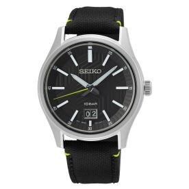 Seiko Neo Sports textilszíjas fekete számlapos férfi kvarc óra SUR517P1