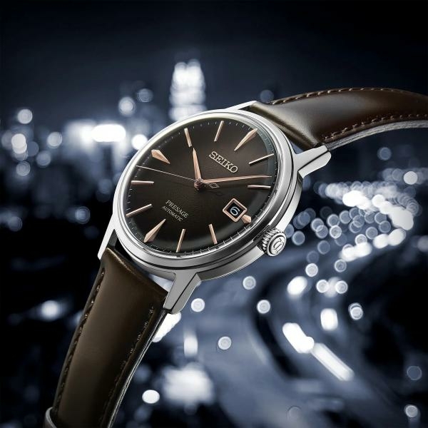 Seiko Presage Cocktail Time 'Irish Coffee' barna számlapos automata férfi karóra SRPJ17J1