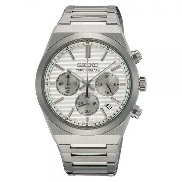 Seiko Sports fehér számlapos chronograph férfi karóra SSB451P1