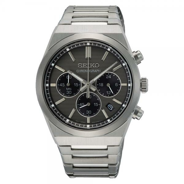 Seiko Sports szürke számlapos chronograph férfi karóra SSB455P1