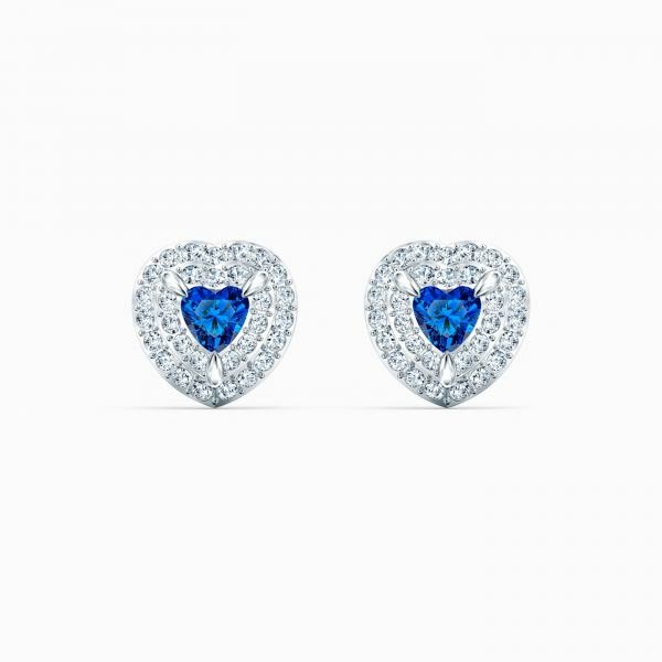 Swarovski Bedugós szív fülbevaló kék és fehér kristályokkal 5511685
