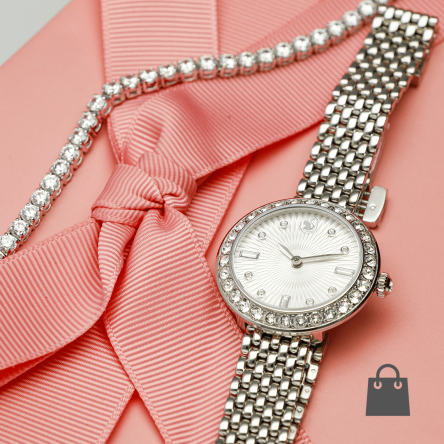 Swarovski Certa női óra Emily fehér köves karkötővel