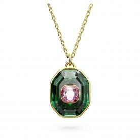 Swarovski Chroma arany színű nyaklánc kisebb rózsaszín zöld kristály medállal 5651292
