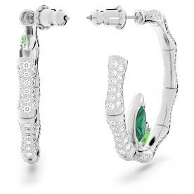 Swarovski Dellium ezüst színű karika fülbevaló zöld kristállyal 5645373