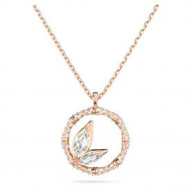 Swarovski Dellium rozé színű nyaklánc fehér kristállyal kerek foglalatban 5645371