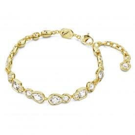 Swarovski Dextera arany színű karkötő vegyes metszésű fehér kristállyal 5667044