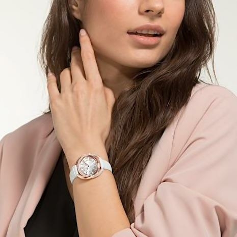 Swarovski Duo Watch rozé fehér bőr szíjas óra 5484385