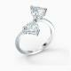 Swarovski Ezüst színű gyűrű dupla szív kristállyal 