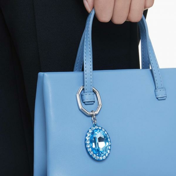 Swarovski Ezüst színű kulcstartó nagy kék kristállyal 5666644