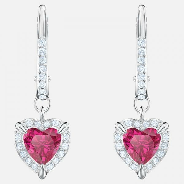Swarovski Függő fülbevaló piros szívvel 5456979