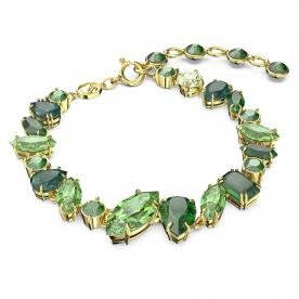 Swarovski Gema arany színű karkötő zöld kristályokkal 5652822