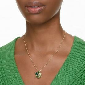 Swarovski Gema arany színű nyaklánc zöld kristály virággal 5658399