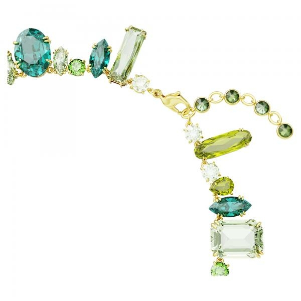 Swarovski Gema arany színű nyaklánc zöld kristályokkal 5657388