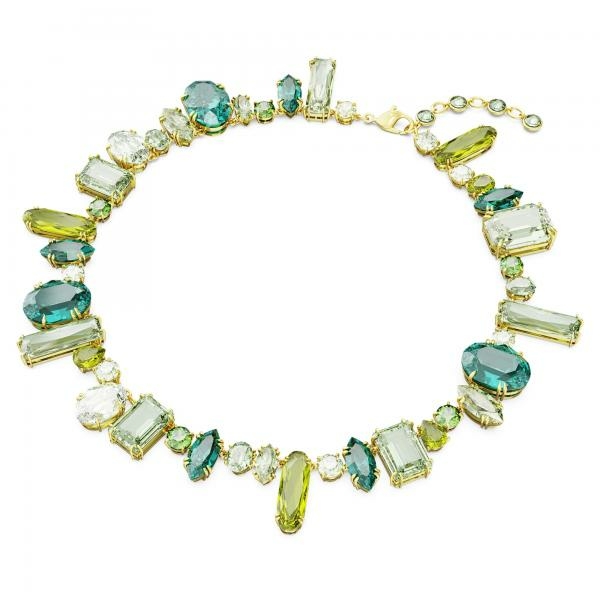 Swarovski Gema arany színű nyaklánc zöld kristályokkal 5657388