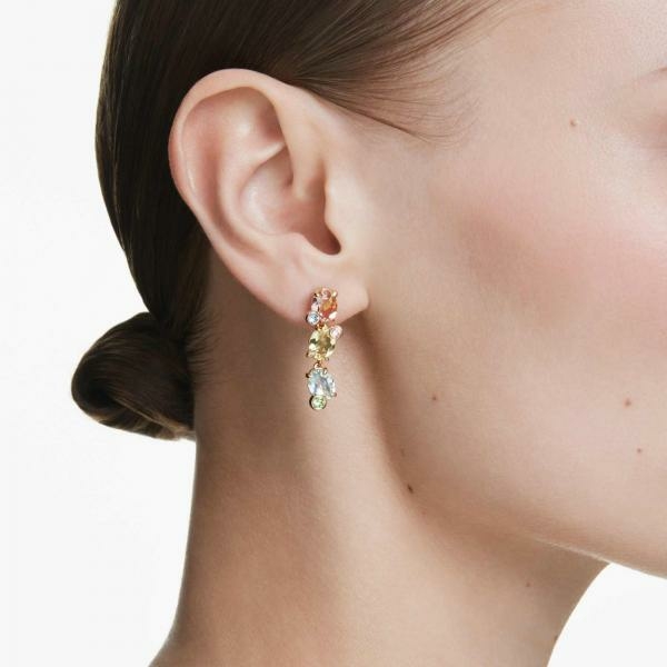 Swarovski Gema csepp alakú fülbevaló színes kristályokkal 5714815