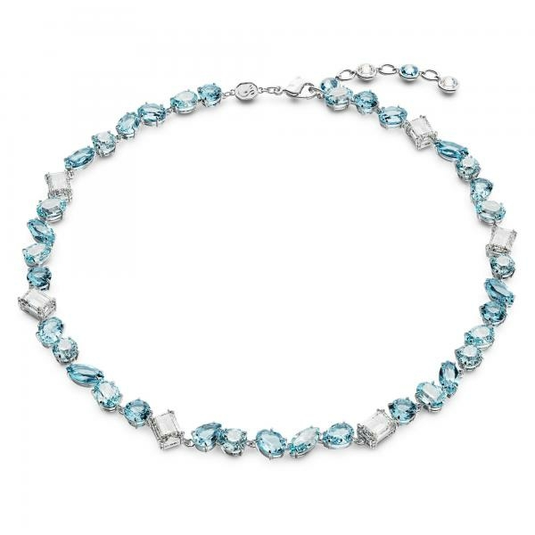 Swarovski Gema ezüst színű nyaklánc kék kristályokkal 5666007