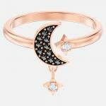 Swarovski Hold és csillag rozé gyűrű kék kristállyal 