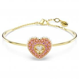 Swarovski Hyperbola arany színű karperec rózsaszín köves szív medállal 5687258