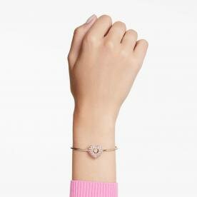 Swarovski Hyperbola arany színű karperec rózsaszín köves szív medállal 5687258