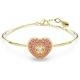 Swarovski Hyperbola arany színű karperec rózsaszín köves szív medállal 5687258