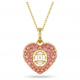 Swarovski Hyperbola arany színű nyaklánc rózsaszín köves szív medállal 5680784