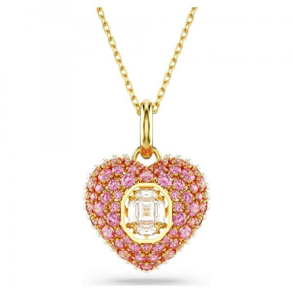 Swarovski Hyperbola arany színű nyaklánc rózsaszín köves szív medállal 5680784