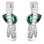 Swarovski Hyperbola ezüst színű karika fülbevaló fehér és zöld kristállyal 5665334