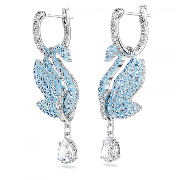 Swarovski Iconic kék hattyús ezüst színű függő fülbevaló 5660593
