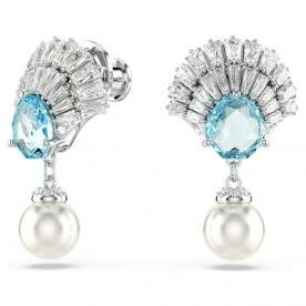 Swarovski Idyllia ezüst színű kagyló fülbevaló kék kristállyal 5680301