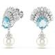 Swarovski Idyllia ezüst színű kagyló fülbevaló kék kristállyal 5680301