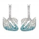 Swarovski Ikonikus hattyú fülbevaló fehér kék swarovski kristályokkal 5512577
