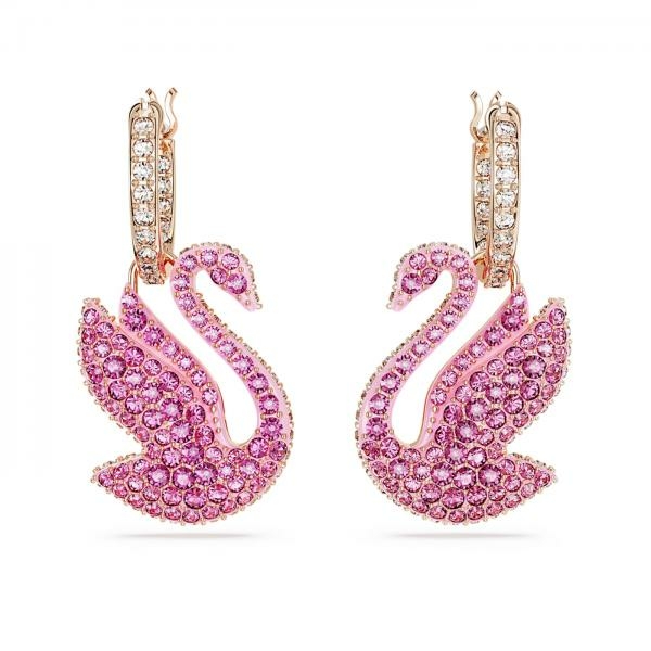 Swarovski Ikonikus rózsaszín swarovski hattyú függő rozé színű fülbevaló  5647544