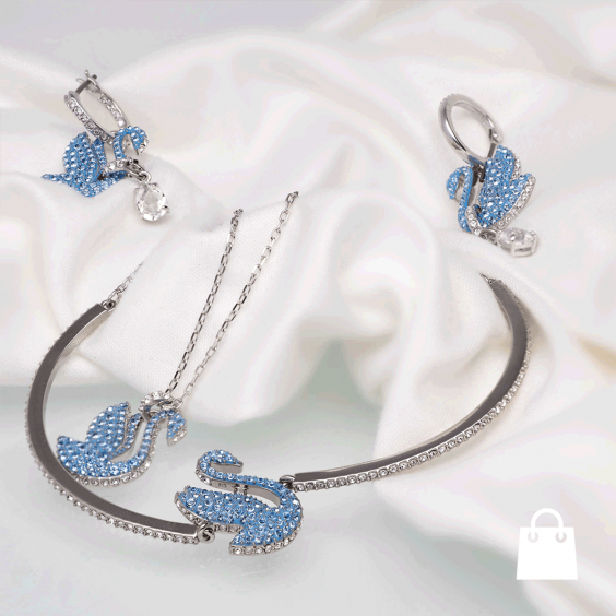 Swarovski kék hattyús ékszer szett - szett
