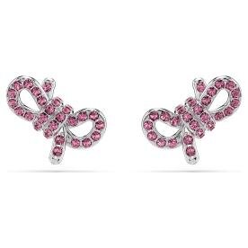 Swarovski Lifelong ezüst színű masni fülbevaló rózsaszín kristállyal 5723557