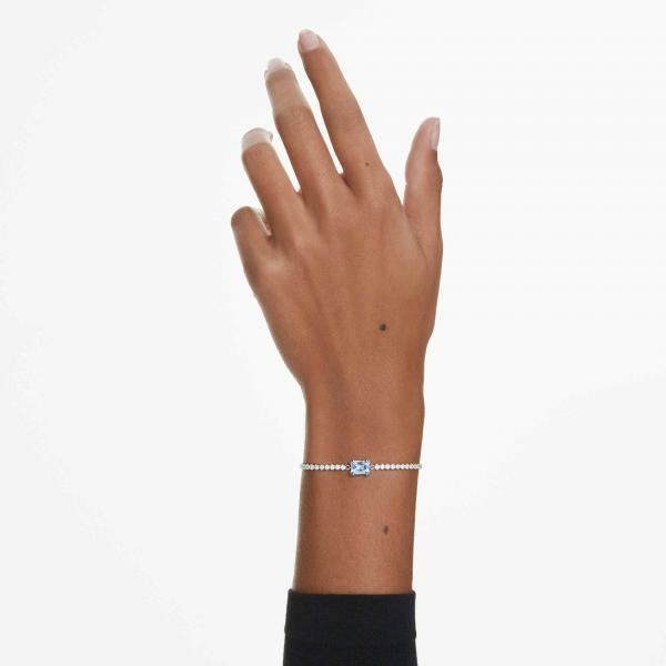 Swarovski Mátrix állítható karkötő áttetsző és kék kristállyal 5693412